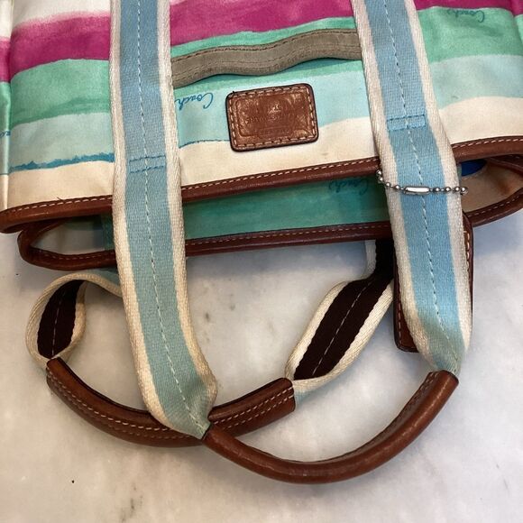 Coach Hampton Watercolor Pastel Stripes Small Mini Tote Handbag - Picture 10 of 16